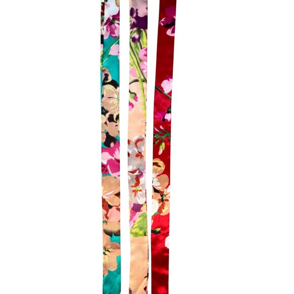 2/$15 NWT 100% 3 Silk Jungle Print Double-Sided Ribbon Style Multicolor Scarf - Picture 5 of 6